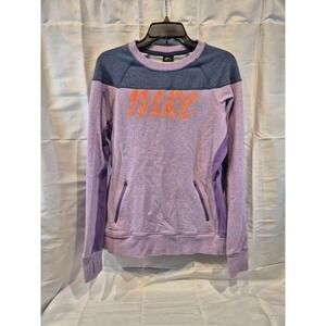 Nike Sweatshirt Womens Large Purple Colorblock Crew Neck Pullover 438567-063